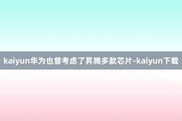 kaiyun华为也曾考虑了昇腾多款芯片-kaiyun下载