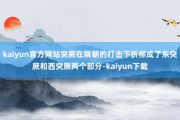 kaiyun官方网站突厥在隋朝的打击下折柳成了东突厥和西突厥两个部分-kaiyun下载
